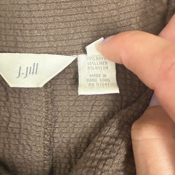 J. Jill Linen /Rayon 2 Pce Set Jacket & Pants in M 10 Brown Seersucker Lagenlook - Picture 5 of 16